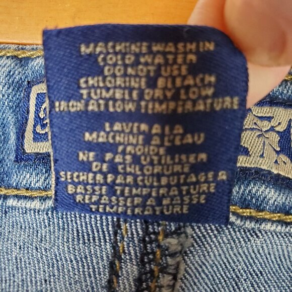 French Twist Flare High Waist Jean Front Patch Pocket Size 10 Medium Wash - Picture 11 of 11